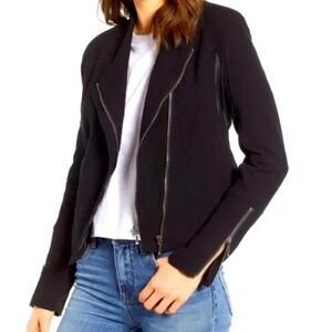 NWT Blank NYC Black Women's Blazer Mesh Side‎ Zip Moto Jacket Sz Medium